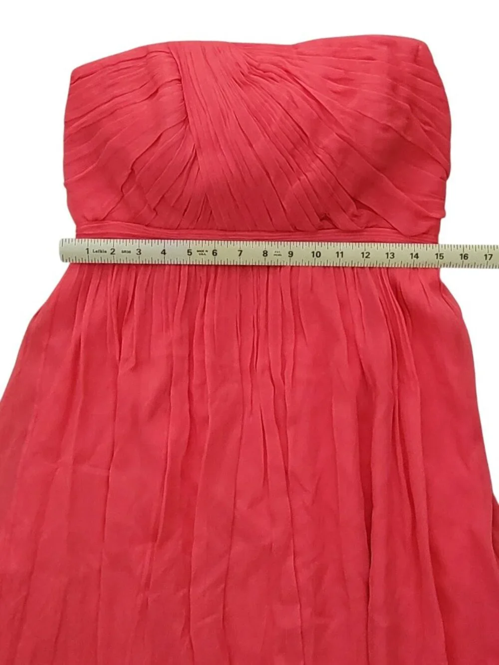 J. Crew Mindy Strapless Hi-Low Cocktail Bridesmaid Dress Coral Silk Size 10